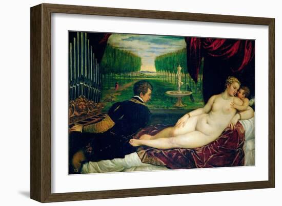 Venus with an Organist and Cupid, circa 1540-50-Titian (Tiziano Vecelli)-Framed Giclee Print