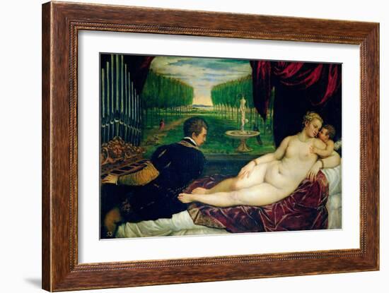 Venus with an Organist and Cupid, circa 1540-50-Titian (Tiziano Vecelli)-Framed Giclee Print