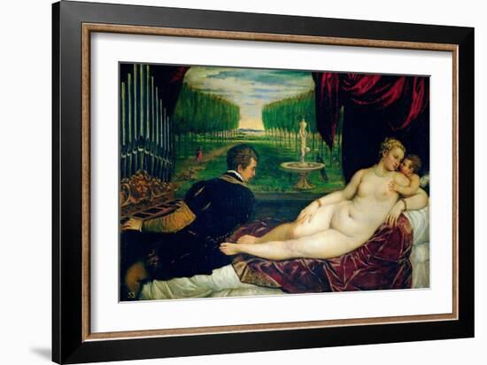 Venus with an Organist and Cupid, circa 1540-50-Titian (Tiziano Vecelli)-Framed Giclee Print