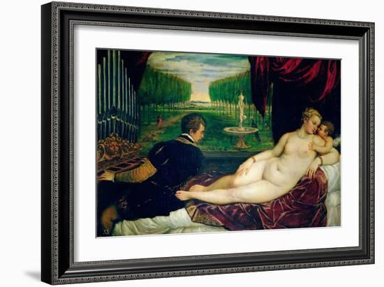 Venus with an Organist and Cupid, circa 1540-50-Titian (Tiziano Vecelli)-Framed Giclee Print