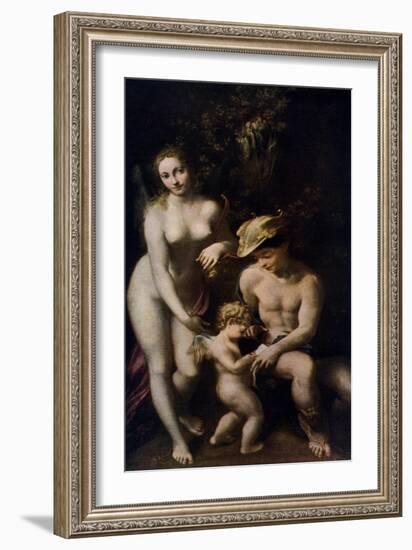 Venus with Mercury and Cupid ('The School of Love), C1525-Correggio-Framed Giclee Print