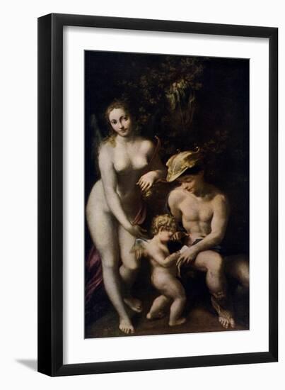 Venus with Mercury and Cupid ('The School of Love), C1525-Correggio-Framed Giclee Print