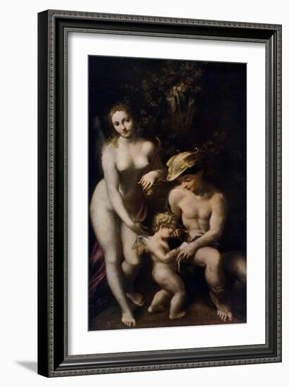 Venus with Mercury and Cupid ('The School of Love), C1525-Correggio-Framed Giclee Print