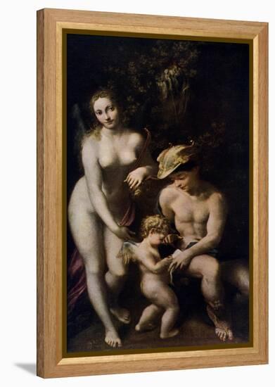 Venus with Mercury and Cupid ('The School of Love), C1525-Correggio-Framed Premier Image Canvas