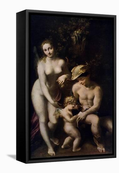 Venus with Mercury and Cupid ('The School of Love), C1525-Correggio-Framed Premier Image Canvas