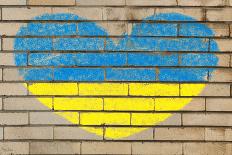 Heart Shape Flag of Ukraine on Brick Wall-vepar5-Framed Photographic Print