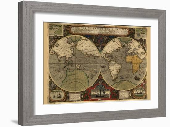 Vera Totius Expeditionis Nautica (World Map)-Abraham Ortelius-Framed Art Print