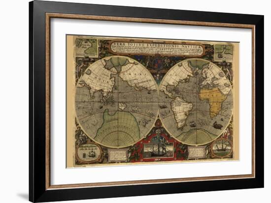 Vera Totius Expeditionis Nautica (World Map)-Abraham Ortelius-Framed Art Print