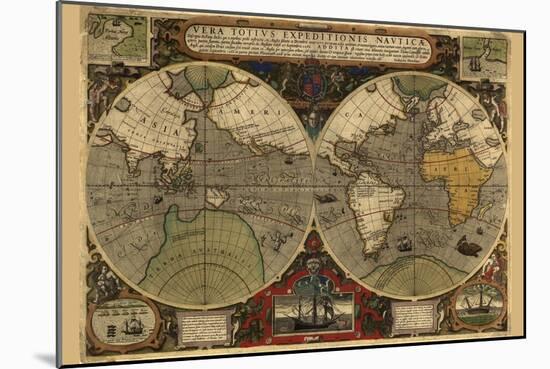 Vera Totius Expeditionis Nautica (World Map)-Abraham Ortelius-Mounted Art Print