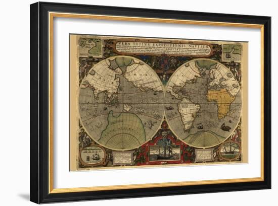Vera Totius Expeditionis Nautica (World Map)-Abraham Ortelius-Framed Art Print