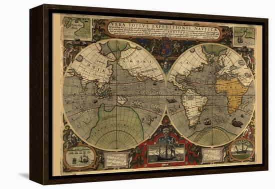 Vera Totius Expeditionis Nautica (World Map)-Abraham Ortelius-Framed Stretched Canvas