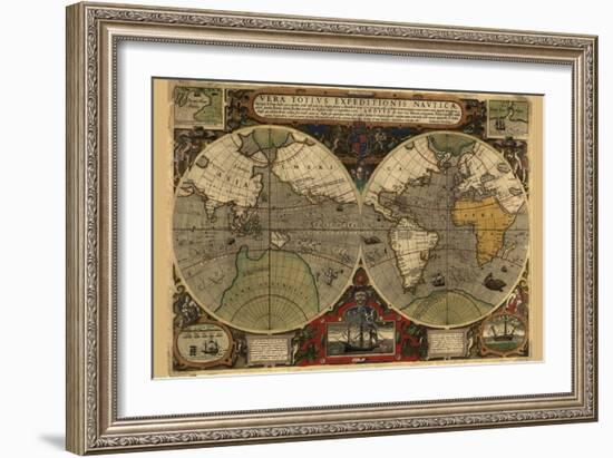 Vera Totius Expeditionis Nautica (World Map)-Abraham Ortelius-Framed Art Print