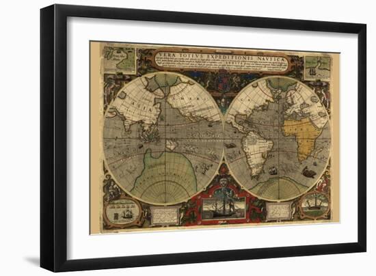 Vera Totius Expeditionis Nautica (World Map)-Abraham Ortelius-Framed Art Print