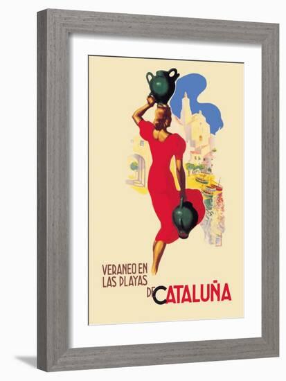 Veraneo En las Playas de Cataluna-A. Gual-Framed Art Print