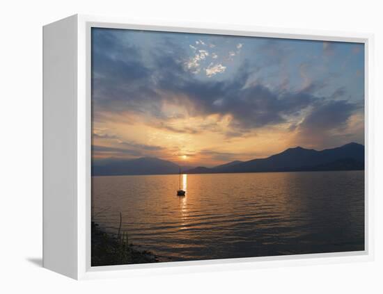 Verbania-Intra, Sunrise Over Lake Maggiore, Italian Lakes, Piedmont, Italy, Europe-null-Framed Premier Image Canvas