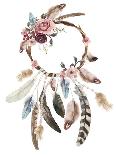 Isolated Watercolor Decoration Bohemian Dreamcatcher, Boho Feathers Decoration, Native Dream Chic D-VerisStudio-Stretched Canvas