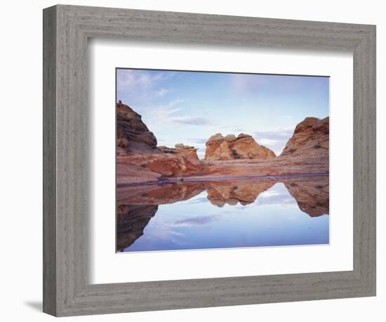 Vermilion Cliffs Nm, Sandstone Formations Reflecting in Rainwater-Christopher Talbot Frank-Framed Photographic Print