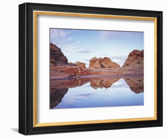 Vermilion Cliffs Nm, Sandstone Formations Reflecting in Rainwater-Christopher Talbot Frank-Framed Photographic Print