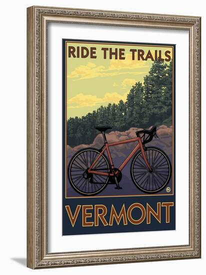 Vermont - Bicycle Scene-Lantern Press-Framed Art Print