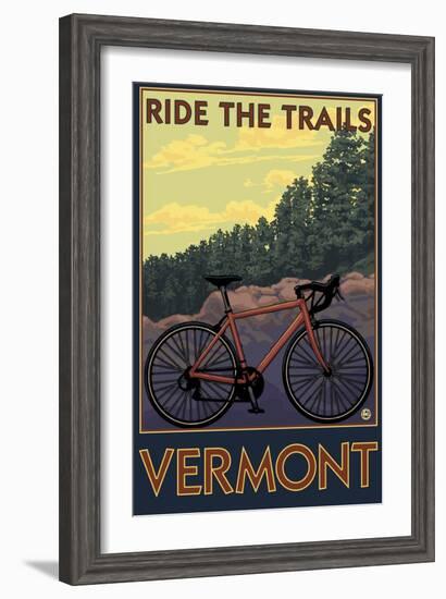 Vermont - Bicycle Scene-Lantern Press-Framed Art Print