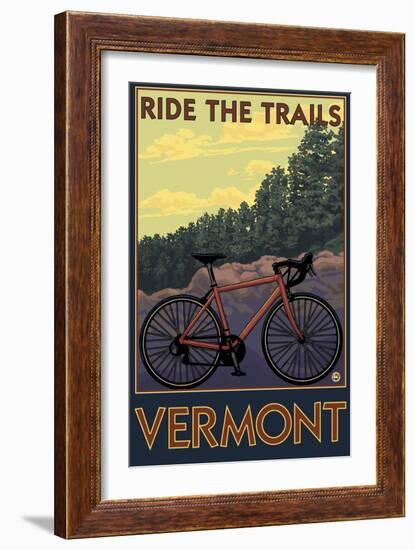 Vermont - Bicycle Scene-Lantern Press-Framed Art Print