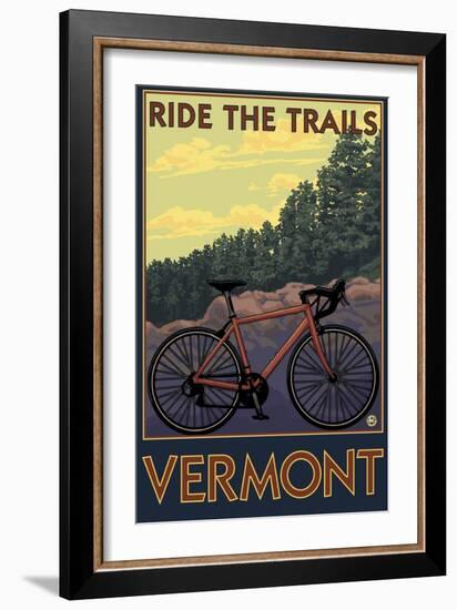 Vermont - Bicycle Scene-Lantern Press-Framed Art Print