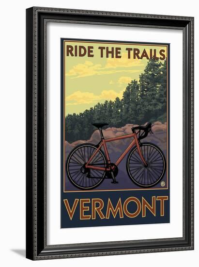 Vermont - Bicycle Scene-Lantern Press-Framed Art Print