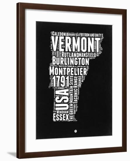 Vermont Black and White Map-NaxArt-Framed Art Print