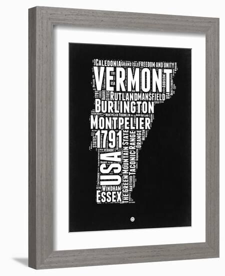 Vermont Black and White Map-NaxArt-Framed Art Print