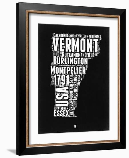 Vermont Black and White Map-NaxArt-Framed Art Print