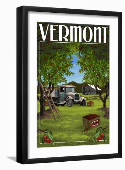 Vermont - Cherry Harvest-Lantern Press-Framed Art Print