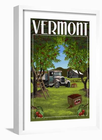 Vermont - Cherry Harvest-Lantern Press-Framed Art Print