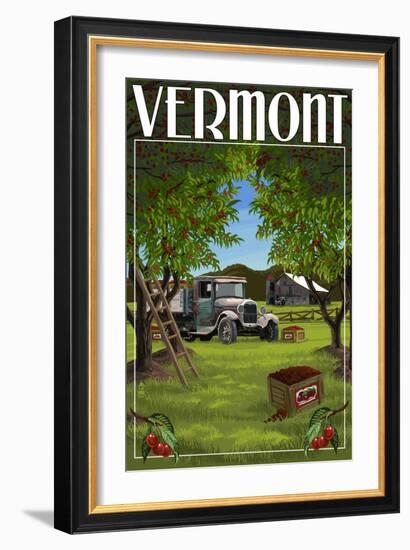 Vermont - Cherry Harvest-Lantern Press-Framed Art Print