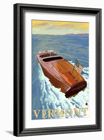 Vermont, Chris Craft Boat-Lantern Press-Framed Art Print
