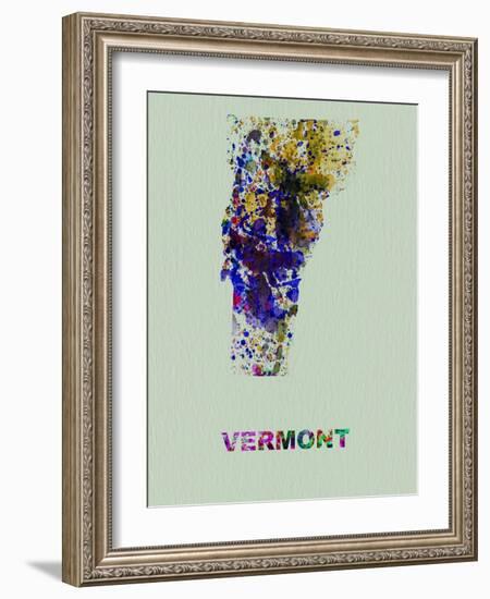 Vermont Color Splatter Map-NaxArt-Framed Art Print