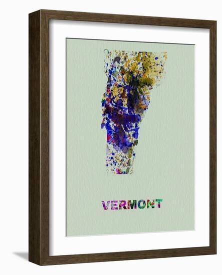 Vermont Color Splatter Map-NaxArt-Framed Art Print