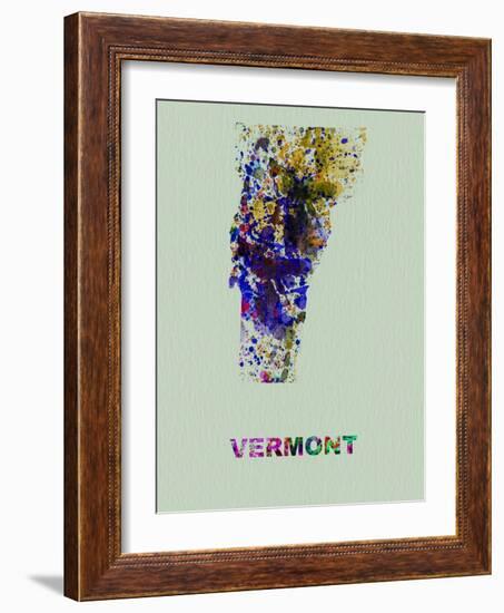 Vermont Color Splatter Map-NaxArt-Framed Art Print