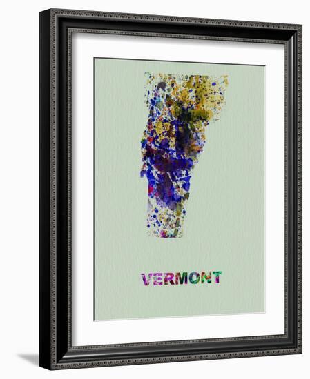 Vermont Color Splatter Map-NaxArt-Framed Art Print