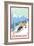 Vermont - Downhill Skier Scene-Lantern Press-Framed Art Print