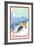 Vermont - Downhill Skier Scene-Lantern Press-Framed Art Print