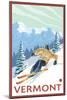 Vermont - Downhill Skier Scene-Lantern Press-Mounted Art Print