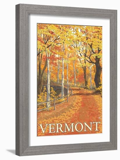 Vermont, Fall Colors Scene-Lantern Press-Framed Premium Giclee Print