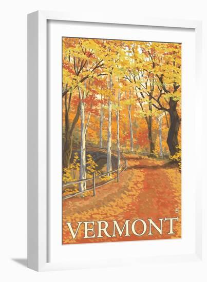 Vermont, Fall Colors Scene-Lantern Press-Framed Art Print