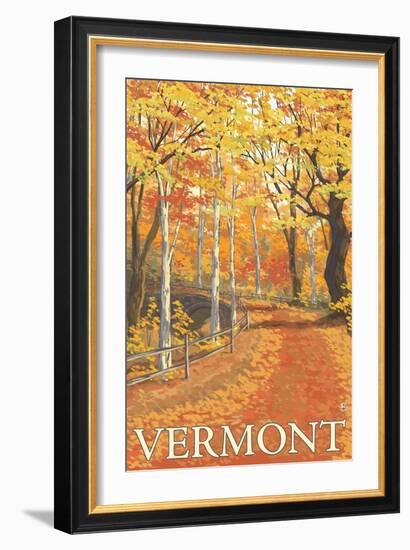 Vermont, Fall Colors Scene-Lantern Press-Framed Art Print