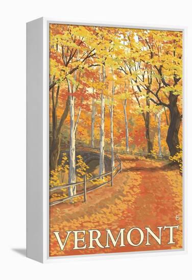 Vermont, Fall Colors Scene-Lantern Press-Framed Stretched Canvas