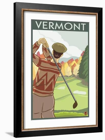 Vermont - Golfing Scene-Lantern Press-Framed Premium Giclee Print