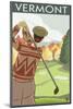 Vermont - Golfing Scene-Lantern Press-Mounted Art Print