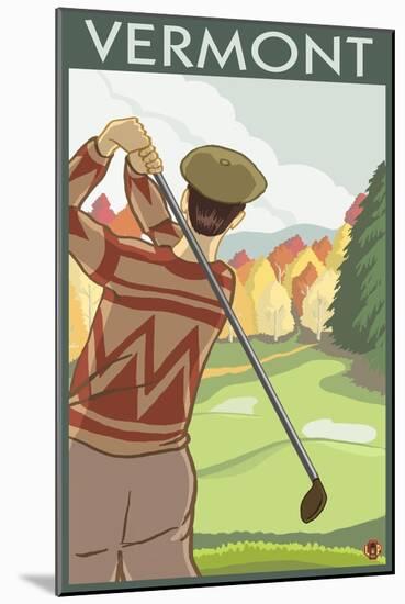 Vermont - Golfing Scene-Lantern Press-Mounted Art Print