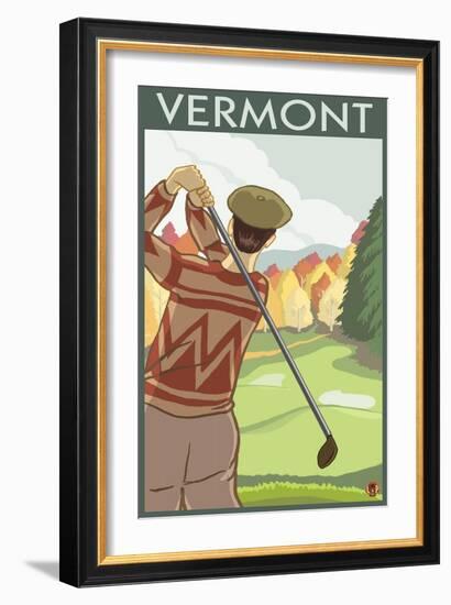 Vermont - Golfing Scene-Lantern Press-Framed Art Print