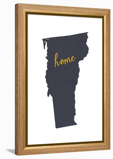 Vermont - Home State - Gray on White-Lantern Press-Framed Stretched Canvas